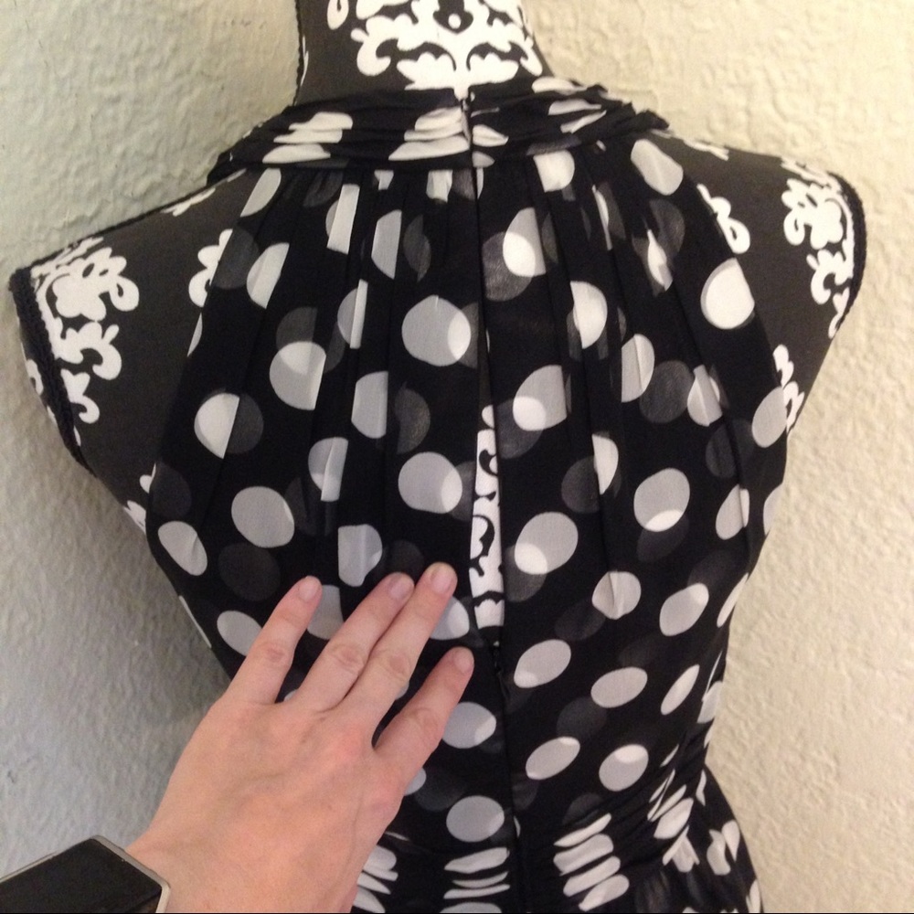 White House Black Market polka dot chiffon dress - Picture 5 of 6